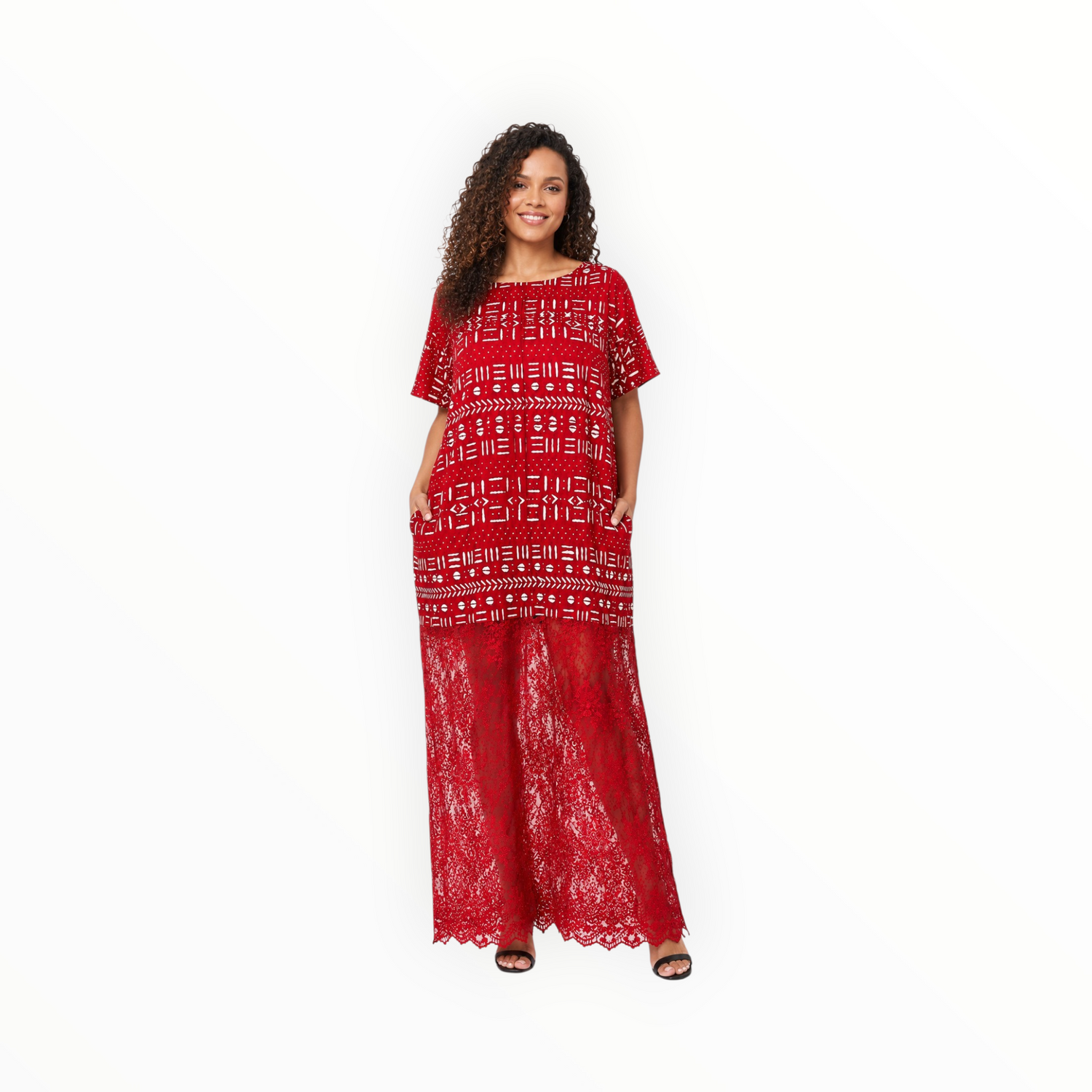 Model putting on bubu dress from Ayababj