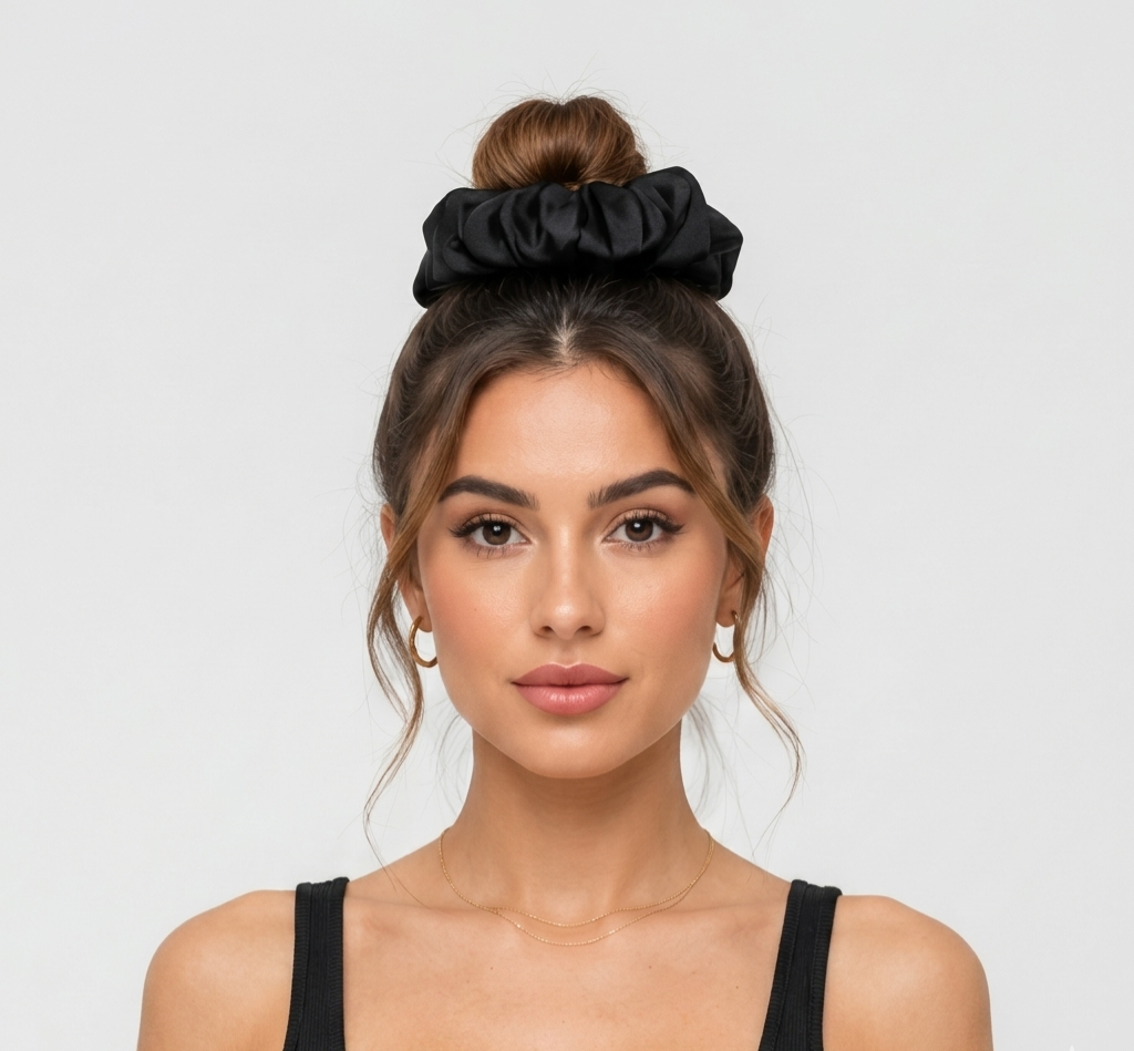 Ayababj Satin Scrunchie (Black)