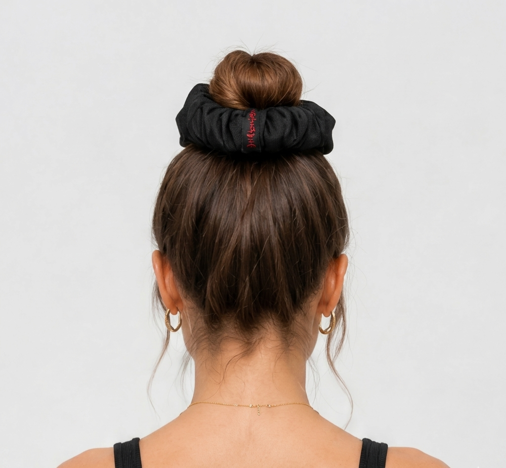 Ayababj Satin Scrunchie (Black)